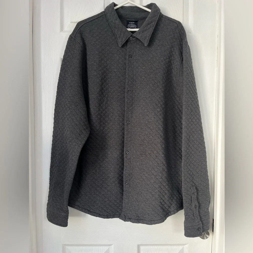 J Crew Mens Dark Gray Quilted Shirt Jacket XXL